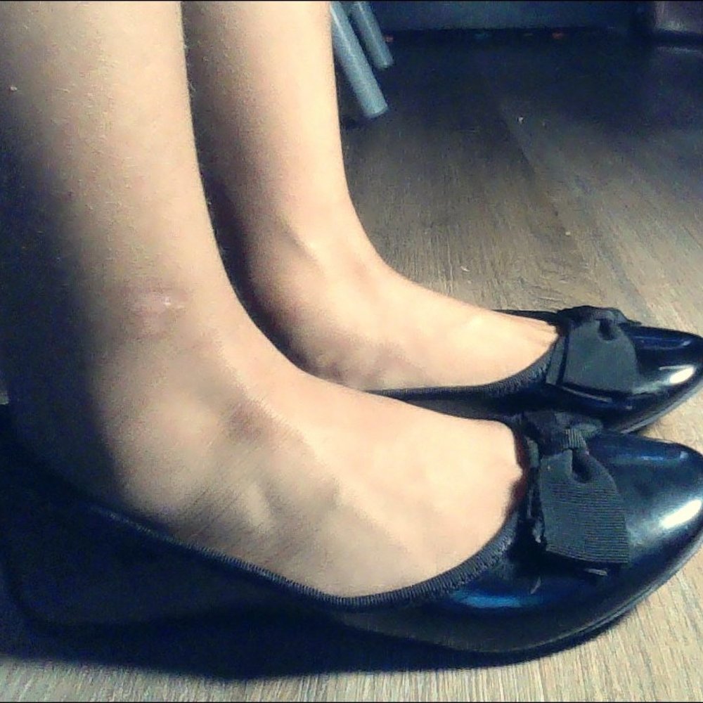 black faux patent